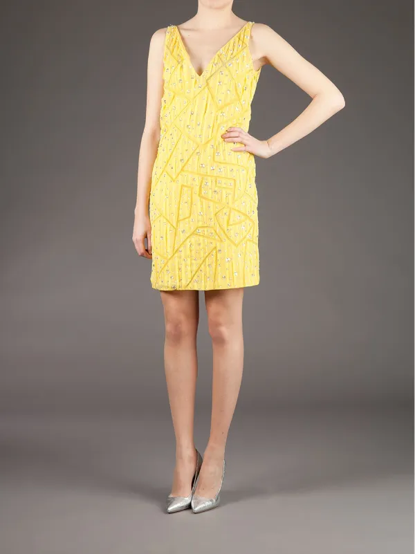 sachin and babi light blue dress Natori Couture Canvas Embellished Shift Dress
