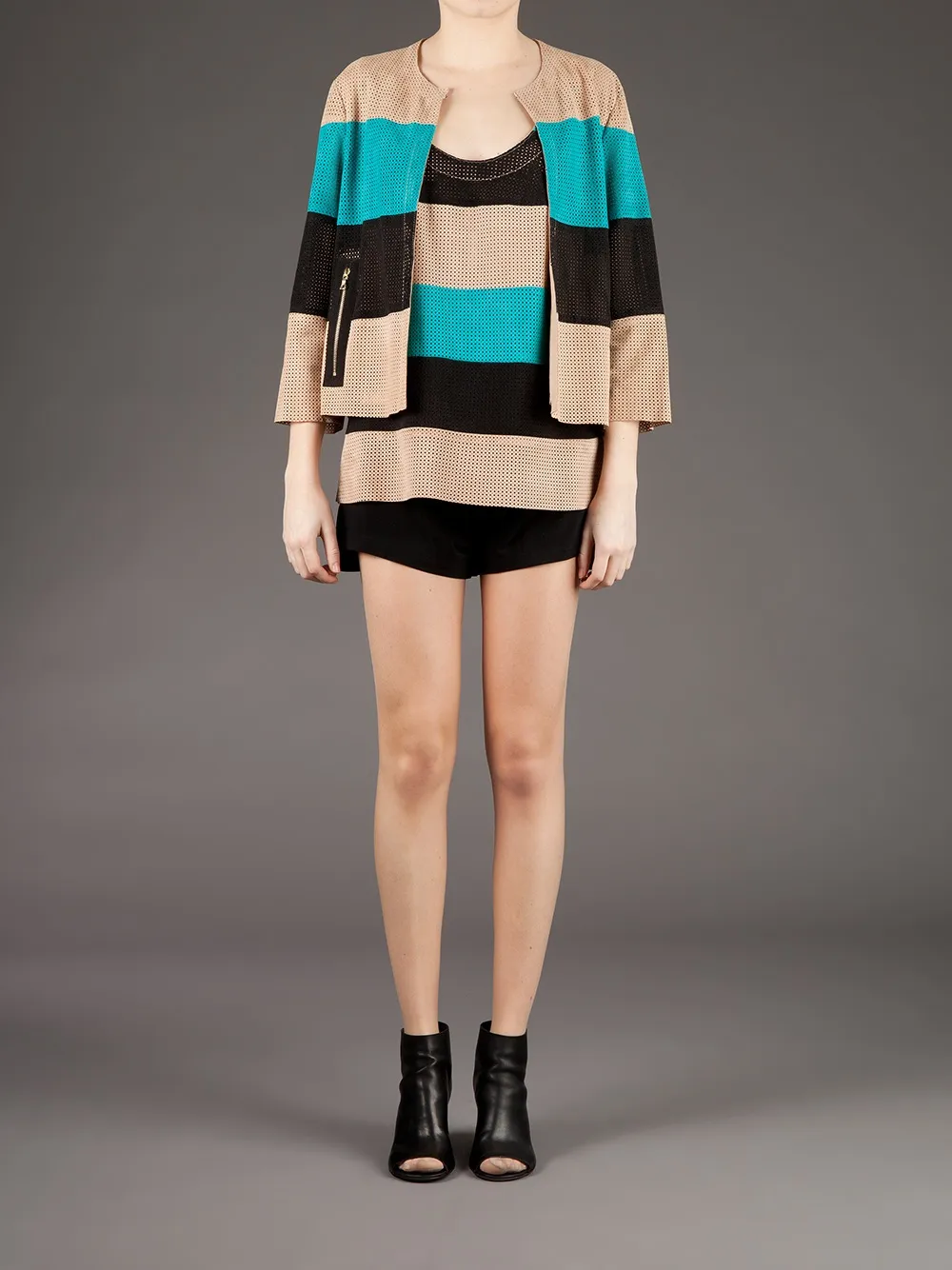 Drome Cropped Leather Jacket In Multi