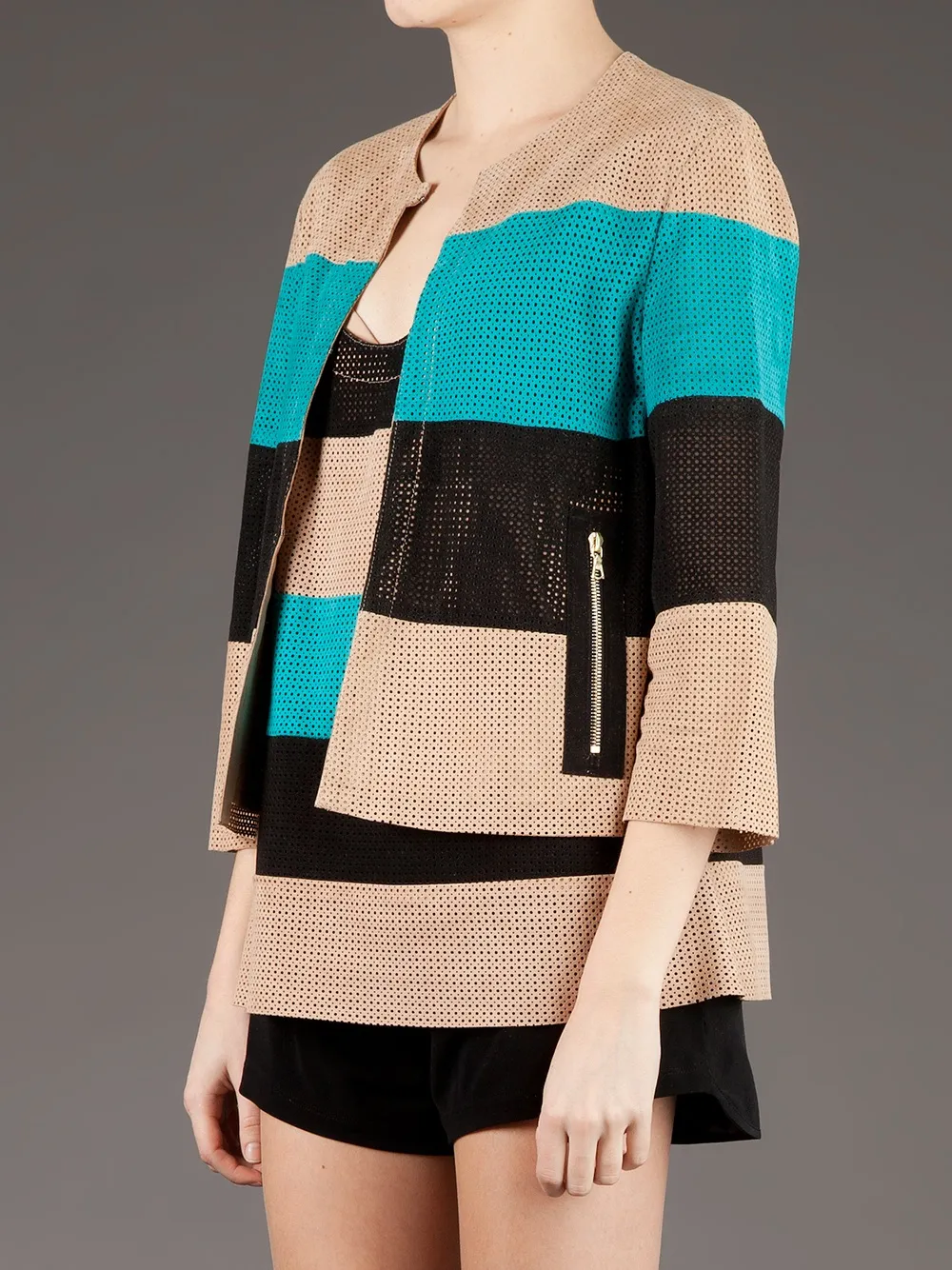 Drome Cropped Leather Jacket In Multi
