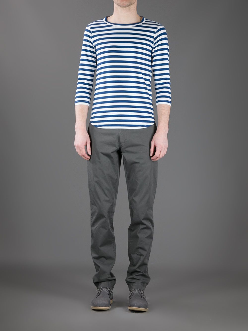 Junya Watanabe MAN striped t-shirt - Blauw