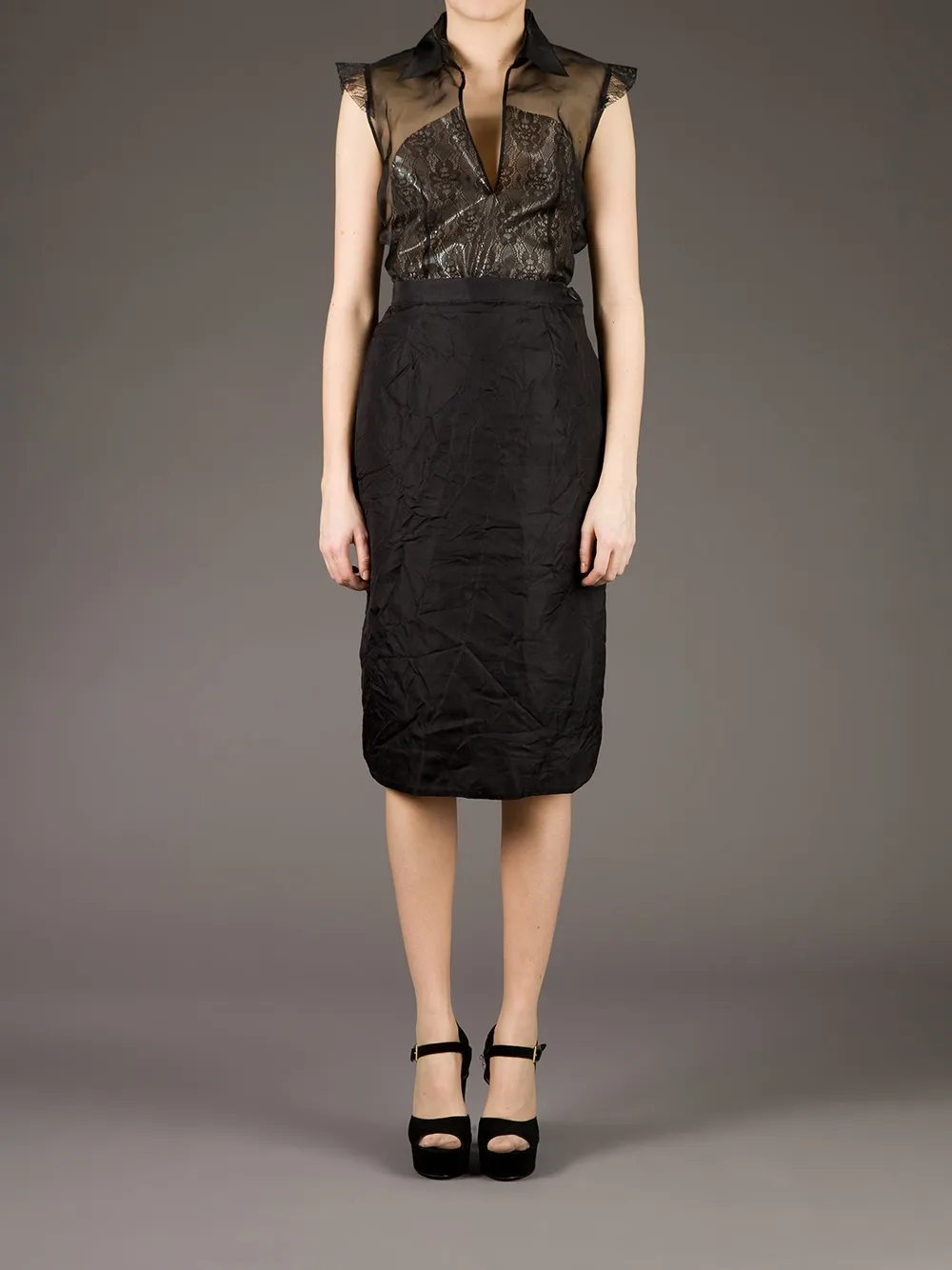 Cristiano Burani sheer lace blouse - Zwart