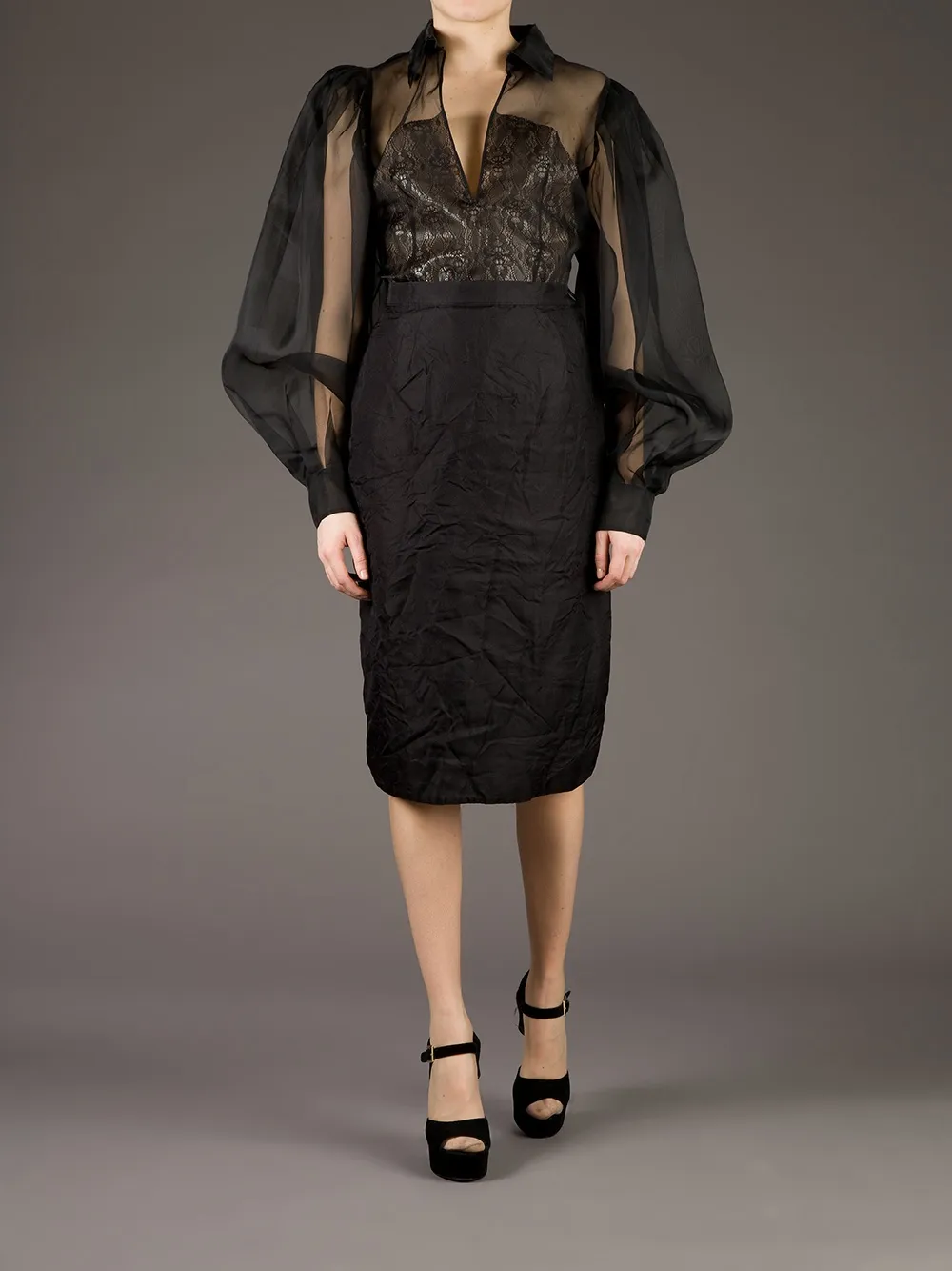 Cristiano Burani Sheer Lace Blouse In Black