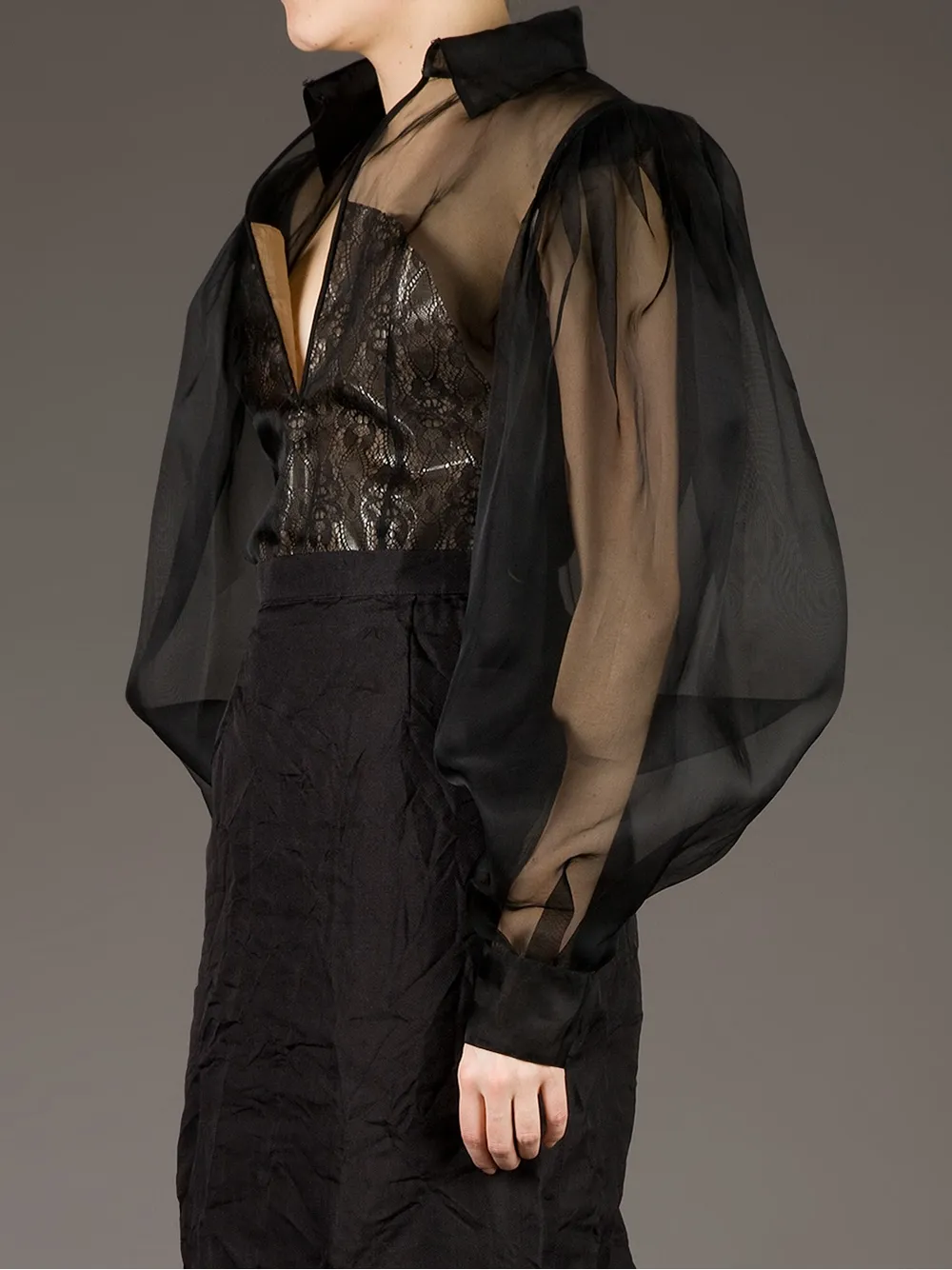 Cristiano Burani Sheer Lace Blouse In Black