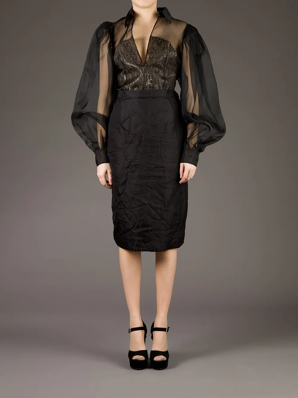 Cristiano Burani Sheer Lace Blouse In Black