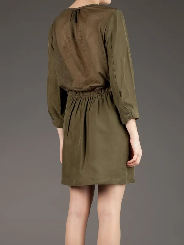 edun silk dress Edun Womens Long Sleeve Silk Mini Shirt Dress In Jungle Zebra Animal Print M