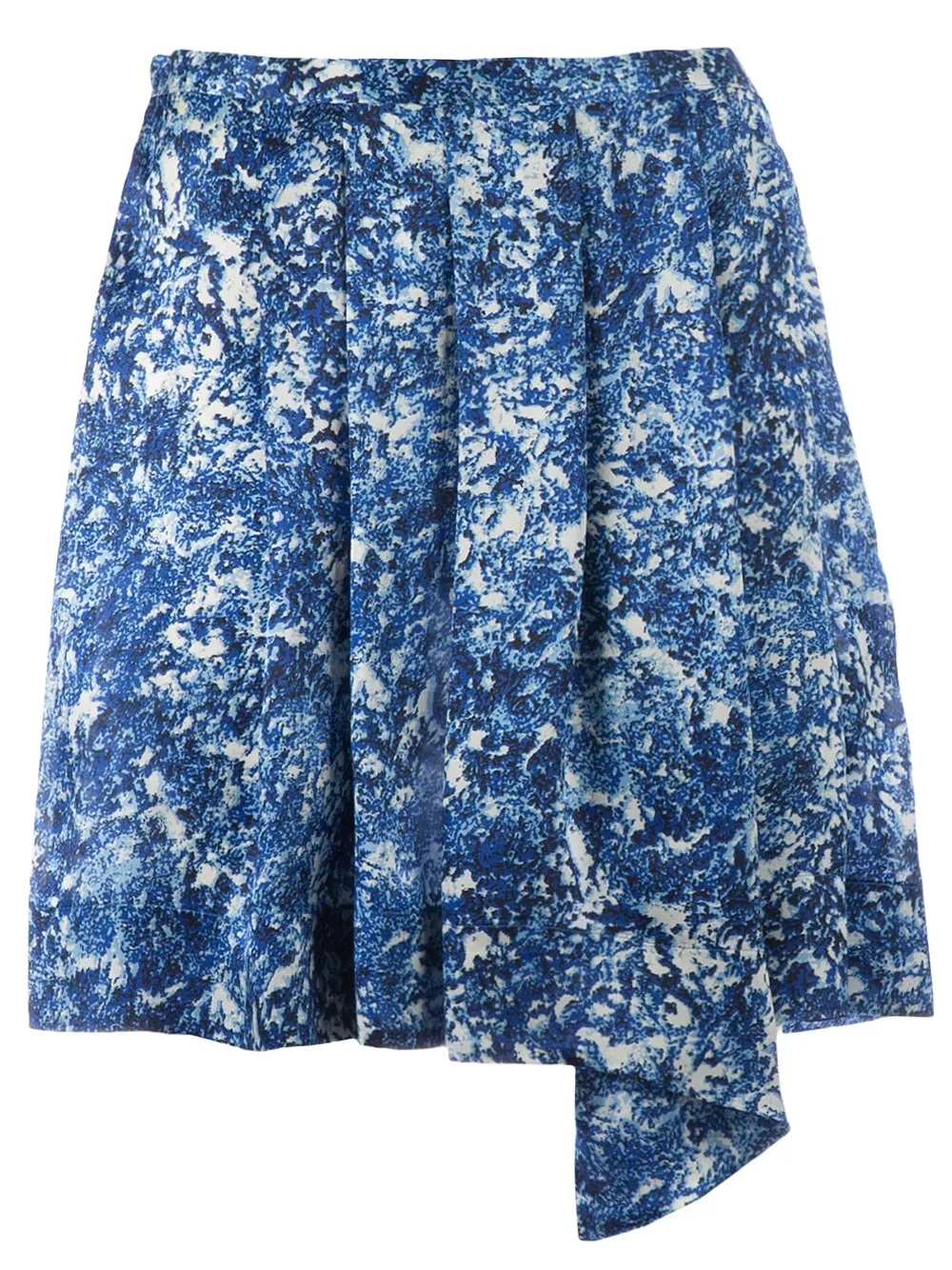 Twisty Parallel Universe Floral Print Skirt In Blue