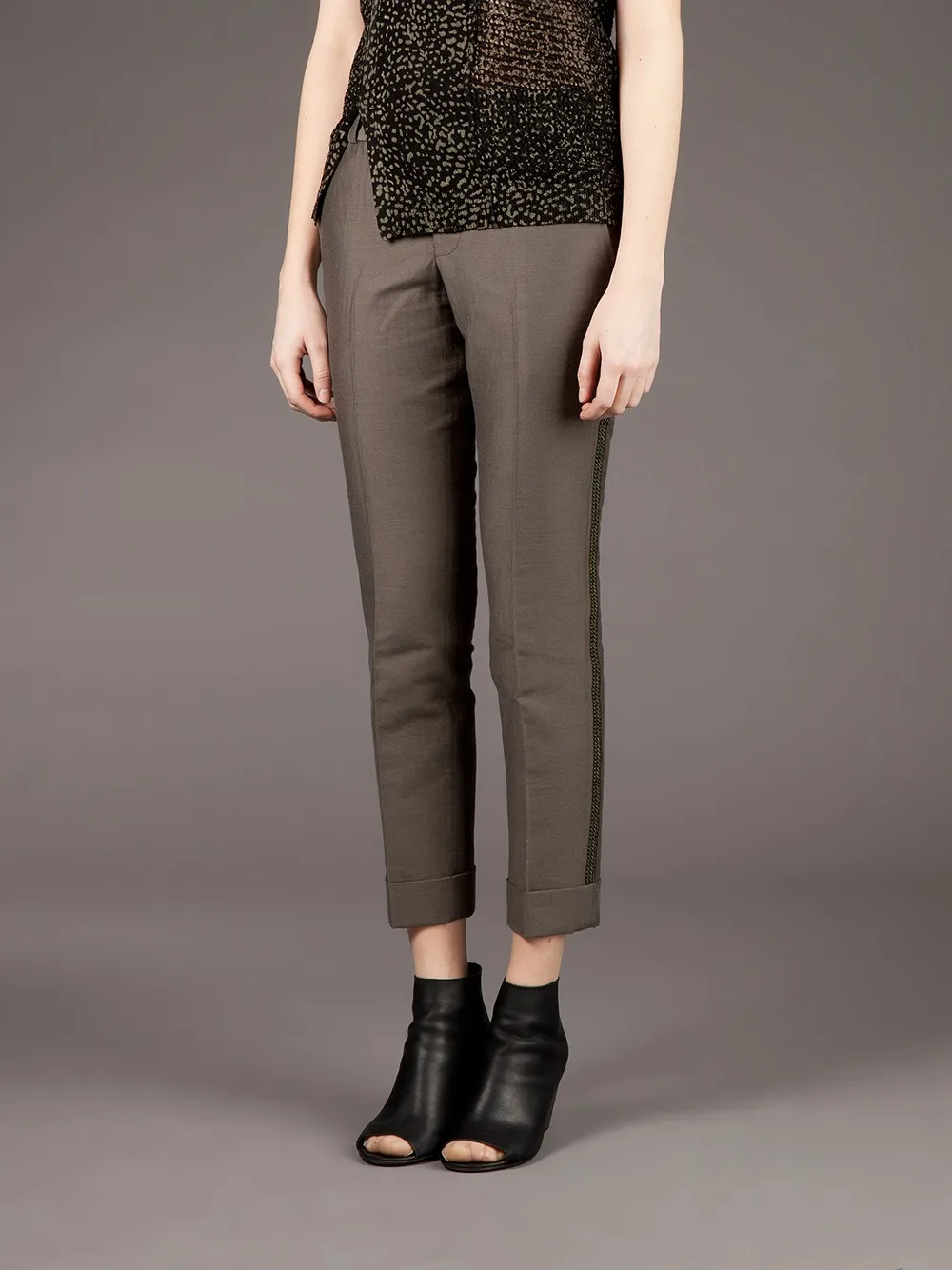 Kolor Contrast Cropped Trouser In Brown