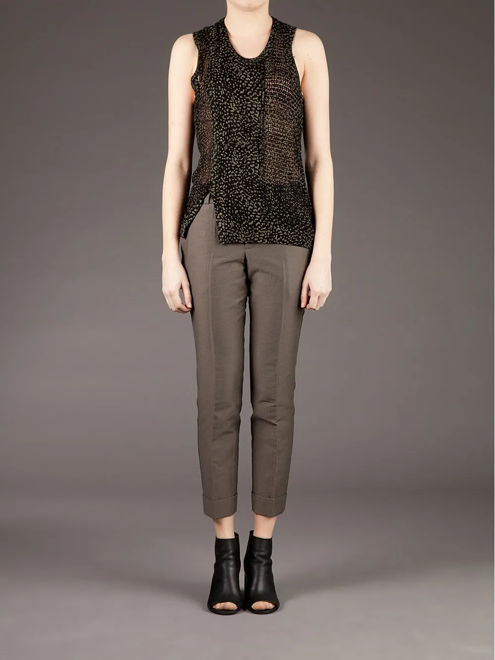 Kolor Contrast Cropped Trouser In Brown