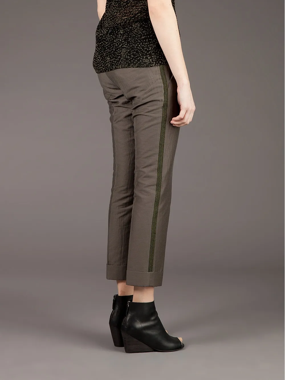 Kolor Contrast Cropped Trouser In Brown