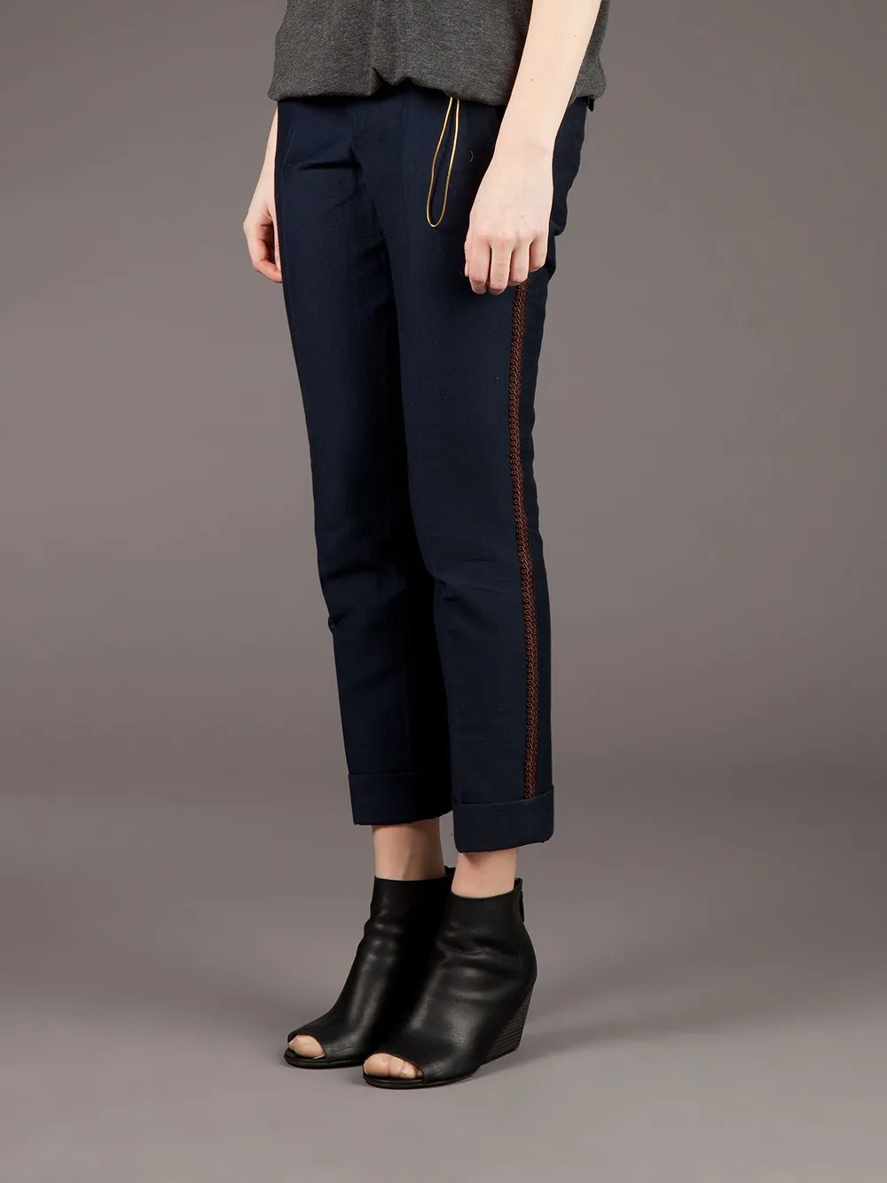 Kolor Contrast Cropped Trouser In Blue