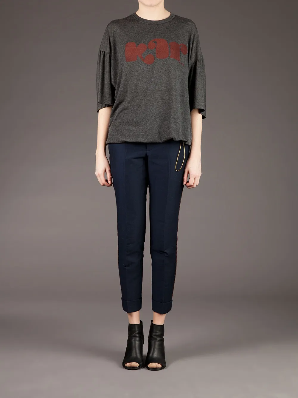 Kolor Contrast Cropped Trouser In Blue