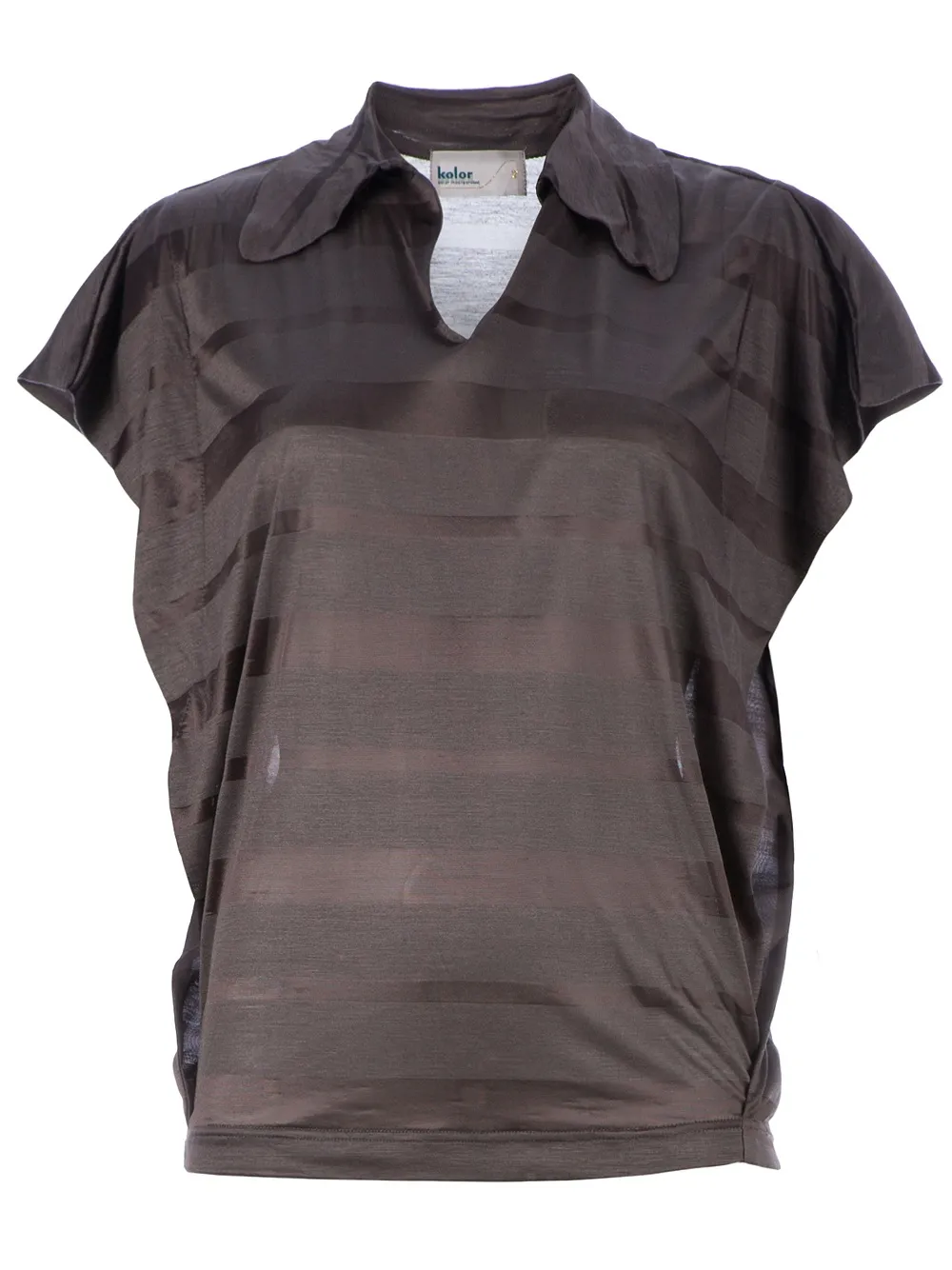 Kolor Striped Open Collar Blouse In Brown