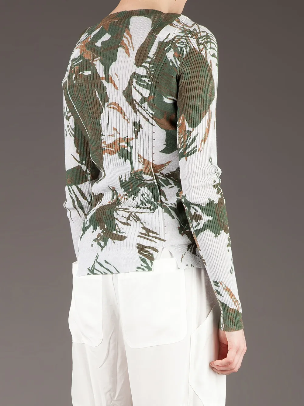 Edun Abstract Print Ribbed Sweater In Green