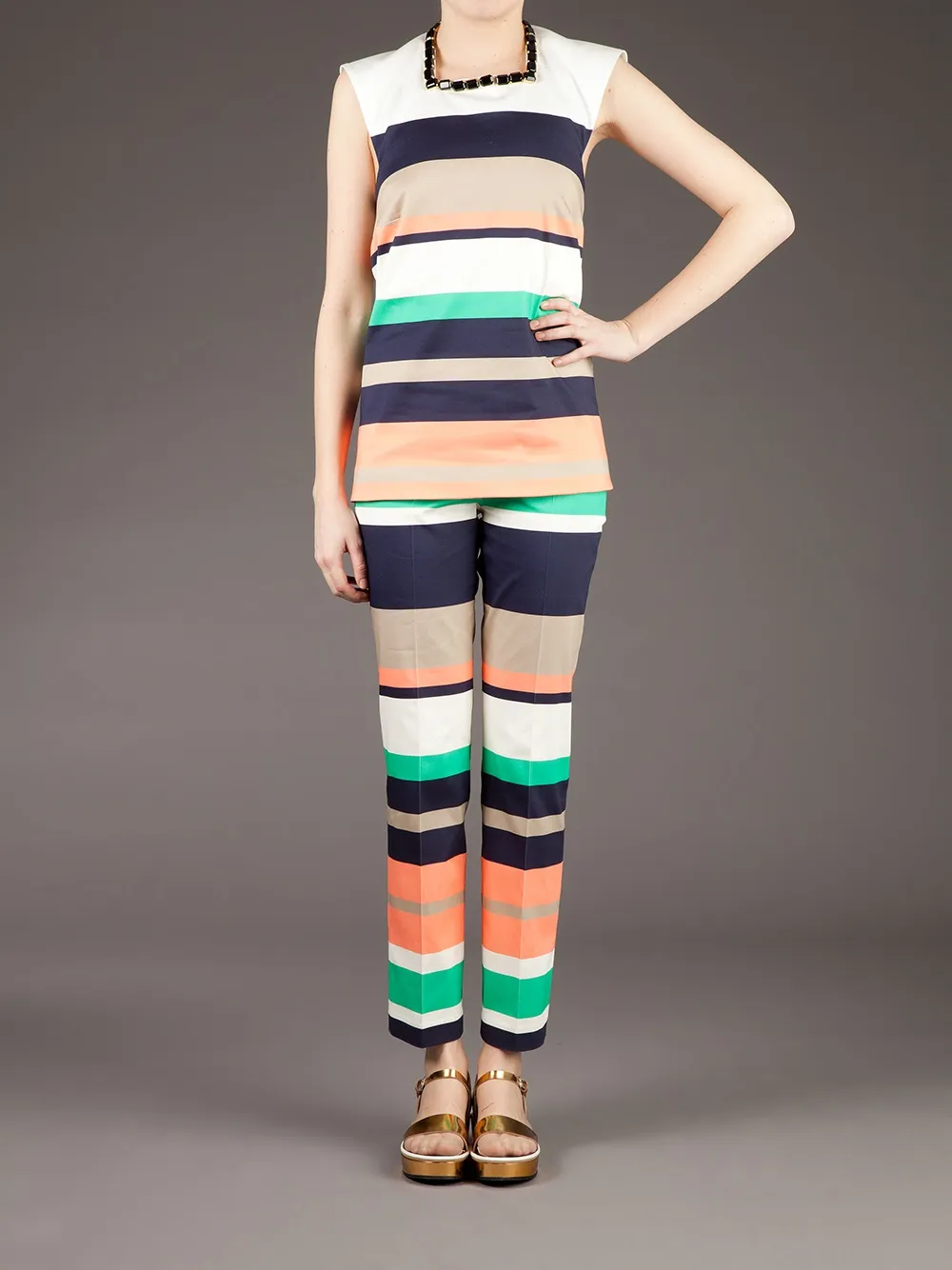Galitzine Striped Trouser Set In Multi