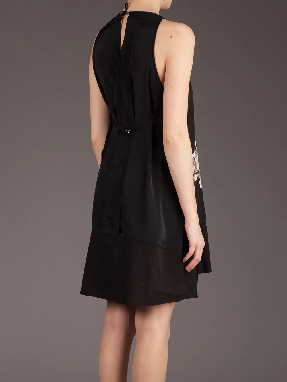 Sharon Wauchob Flared Floral Detail Dress In Black