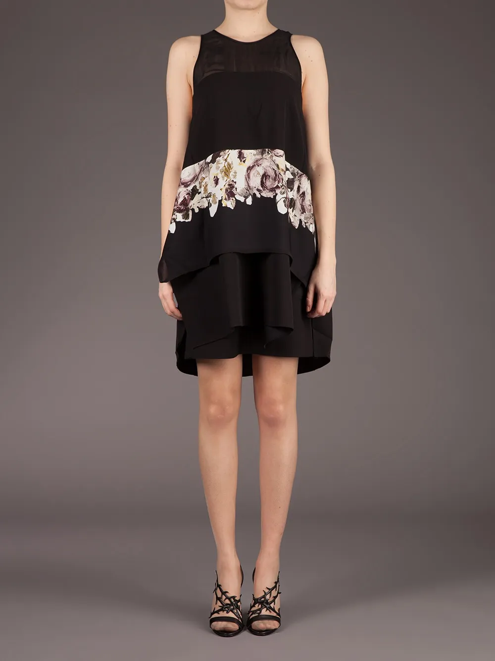 Sharon Wauchob flared floral detail dress - Zwart