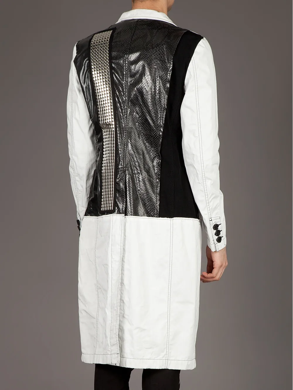 Comme Des Garçons Homme Deux Contrasting Panel Coat In White