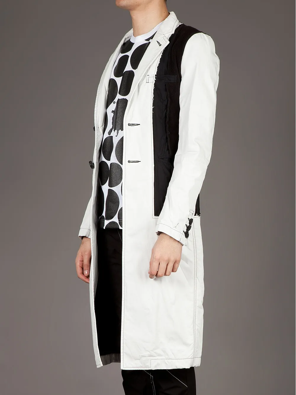 Comme Des Garçons Homme Deux Contrasting Panel Coat In White