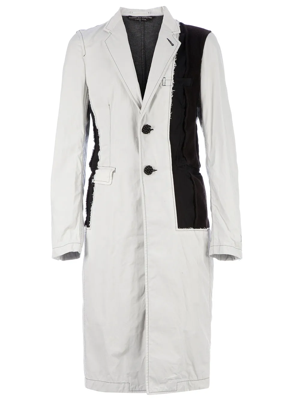 Comme Des Garçons Homme Deux Contrasting Panel Coat In White
