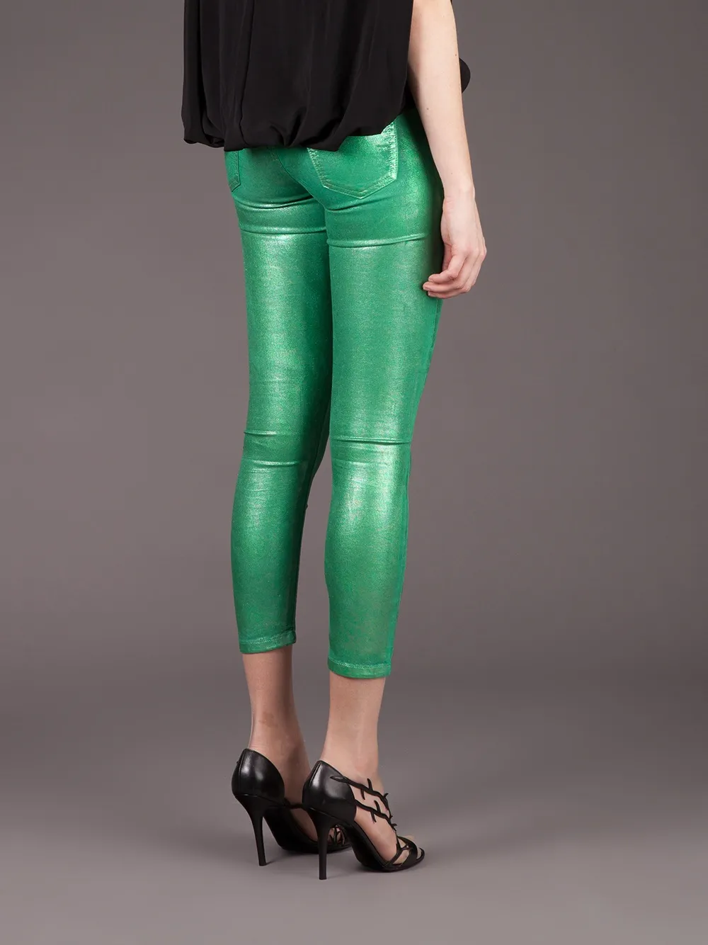 75 Faubourg Cropped Shiny Jean In Green
