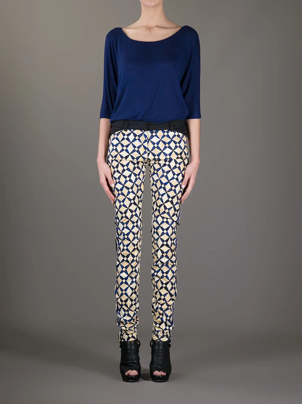 Balenciaga geometric print jeggings Geel