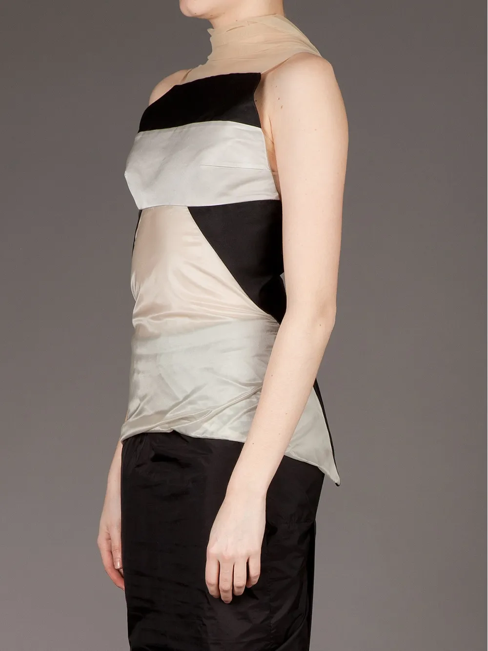 Rick Owens Semi-sheer Panel Blouse In White
