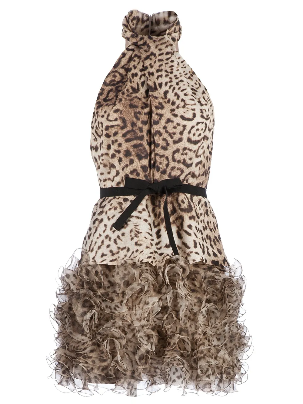 Giambattista Valli Ruffled Leopard Print Dress In Brown