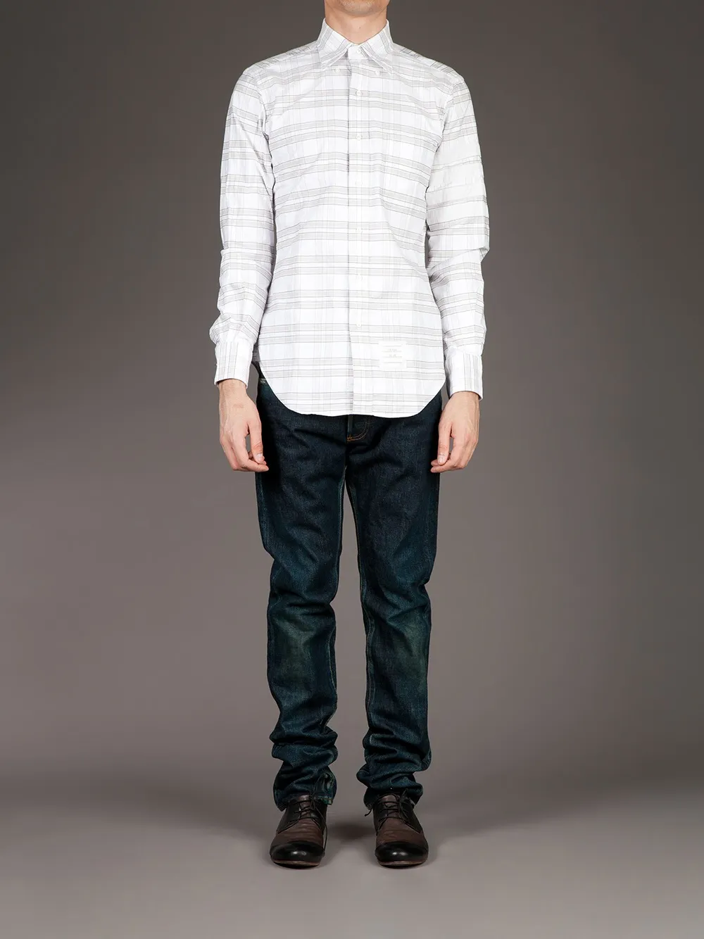 Thom Browne striped button down shirt - Grijs