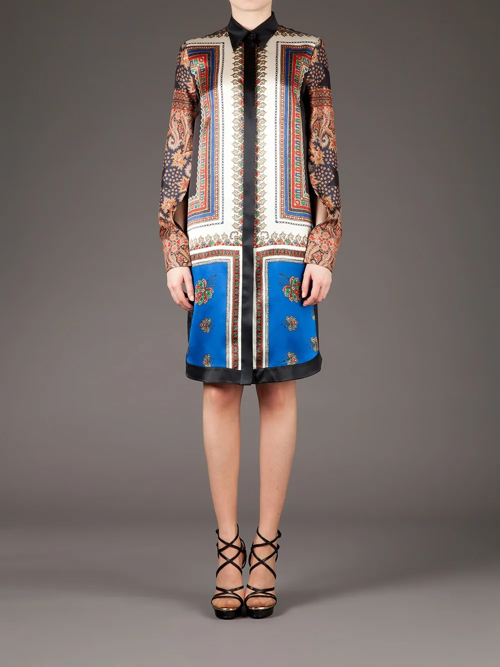 Givenchy scarf print shirt dress Zwart