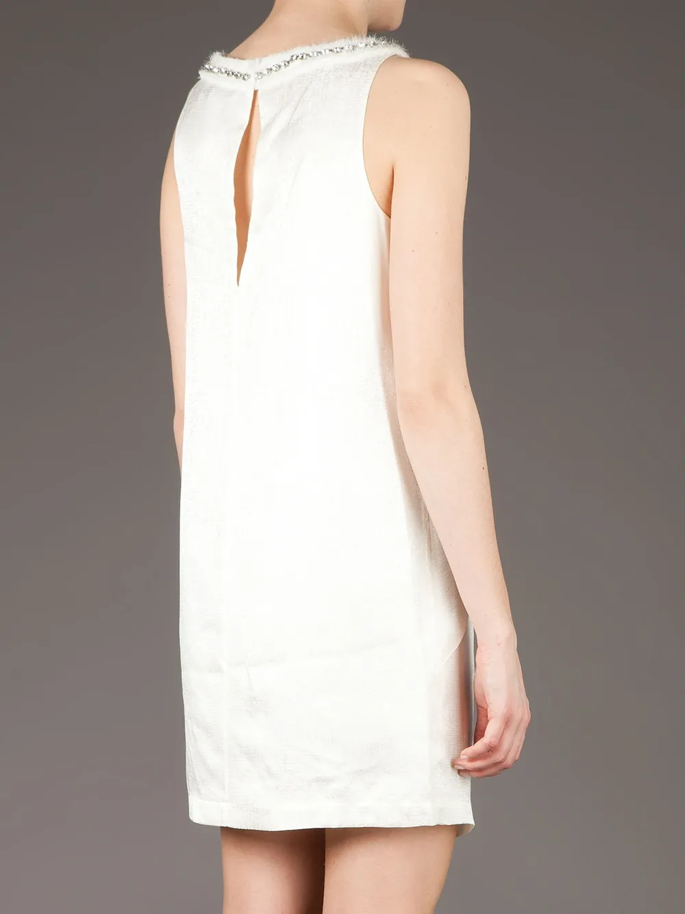 Robert Rodriguez Studio Gem Detail Shift Dress In White