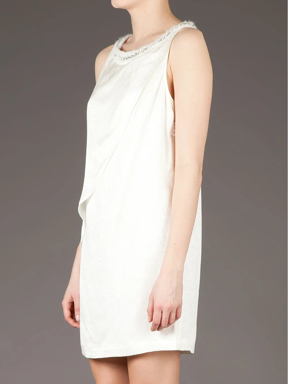 Robert Rodriguez Studio Gem Detail Shift Dress In White