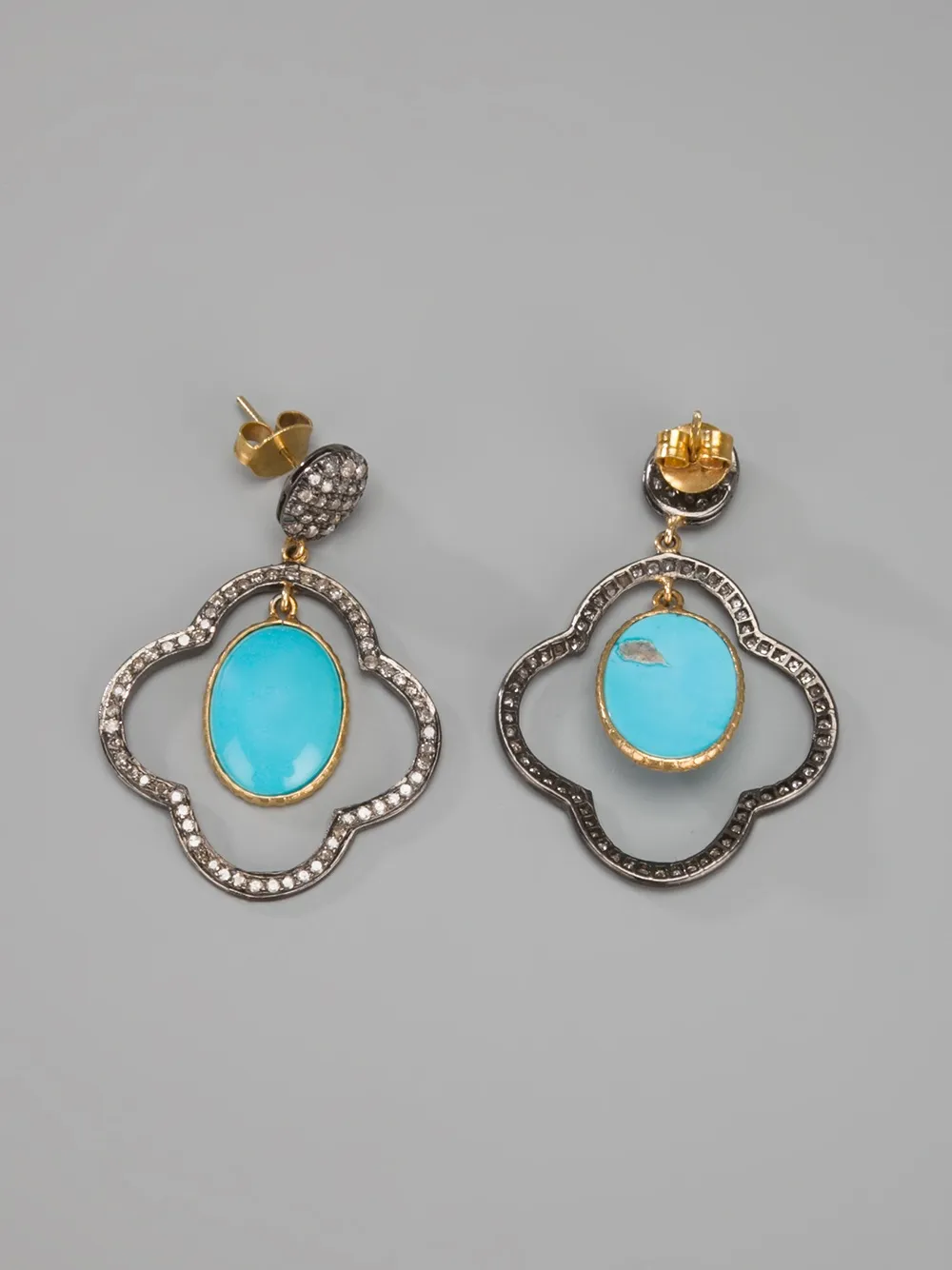 Gems N' Crafts turquoise diamanten oorbellen - Metallic