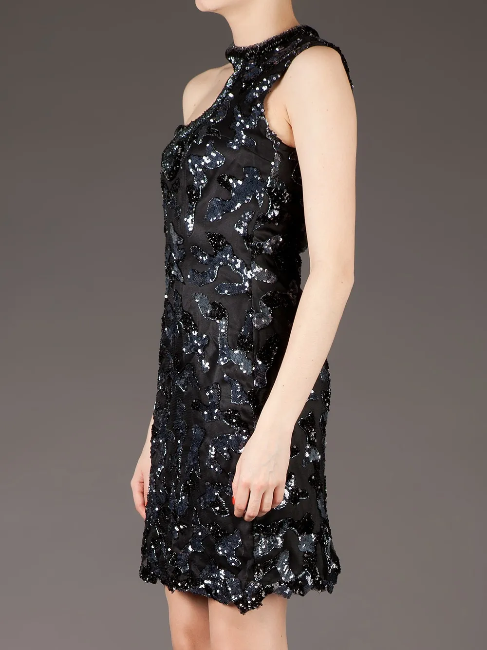 Georges Mak 'Madje' sequinned one shoulder dress Zwart
