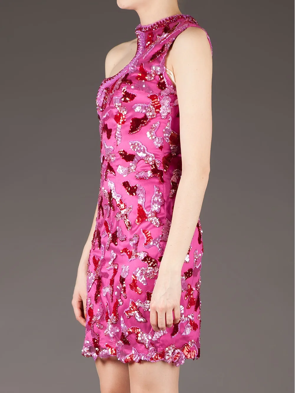 Georges Mak 'Madje' sequinned one-shoulder dress Roze