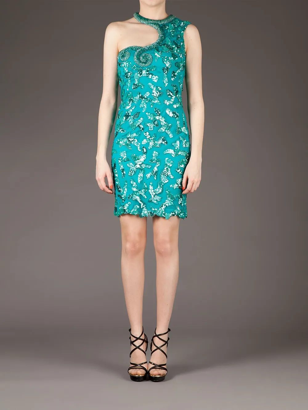 Georges Mak 'Madje' sequinned one-shoulder dress - Blauw