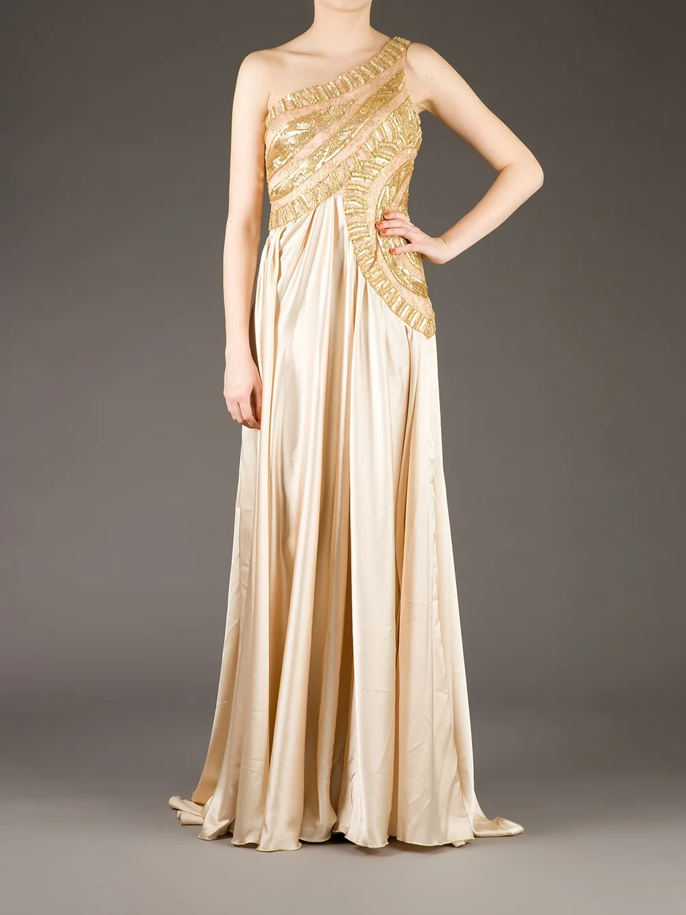 Georges Mak 'Ivana' one shoulder dress Beige