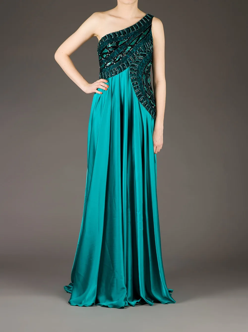 Georges Mak 'Ivana' one shoulder dress Blauw