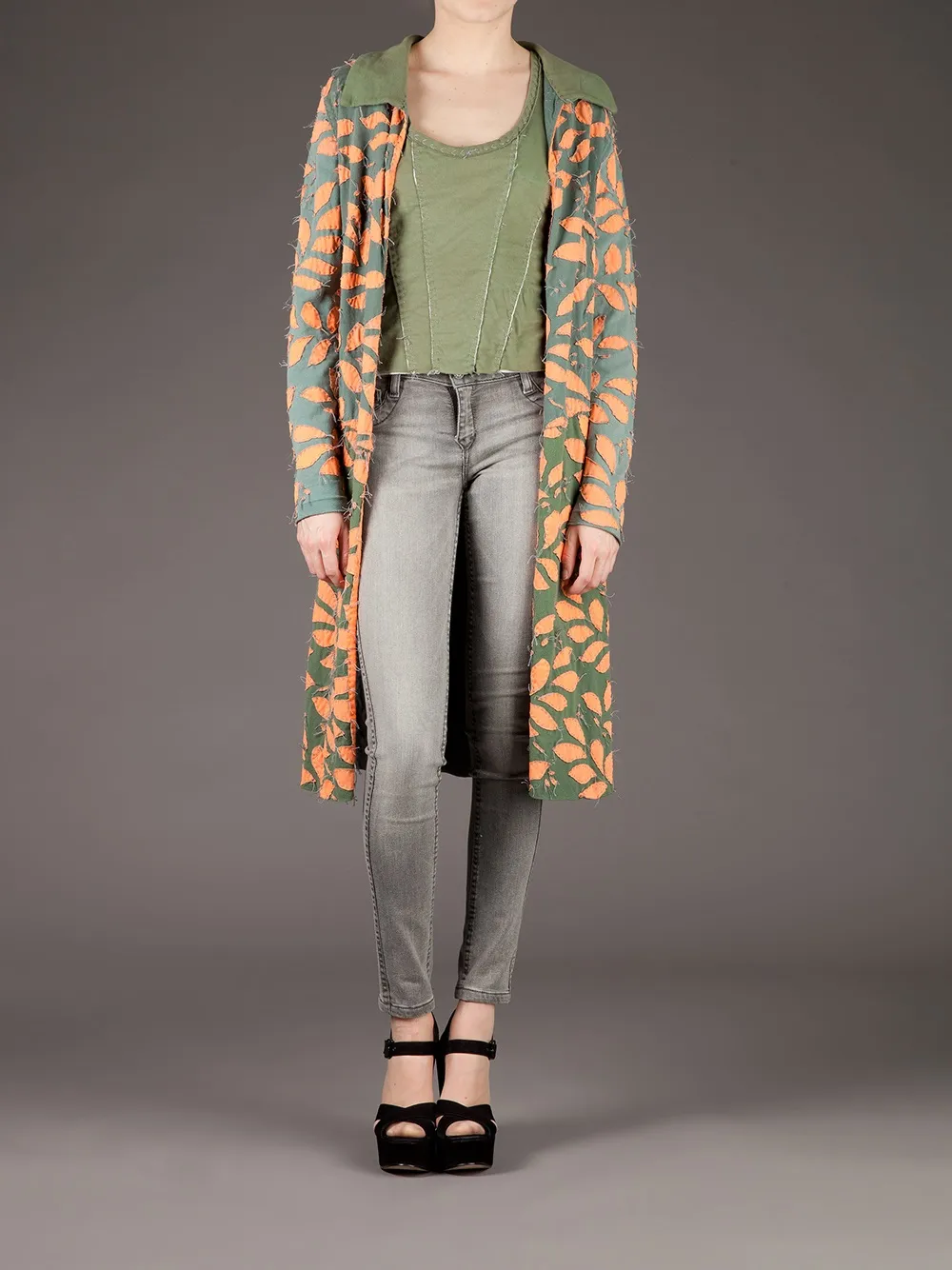 Projet Alabama leaf patterned coat Groen