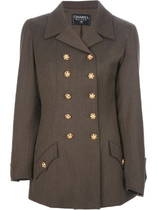 CHANEL Pre-Owned double-breasted Military Coat - Farfetch