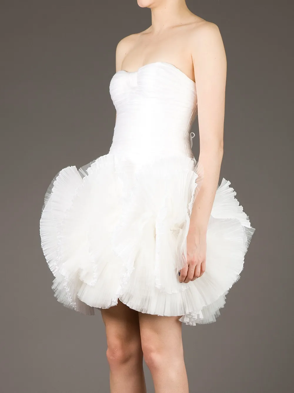 Zuhair Murad Pleated Strapless Mini Dress In White
