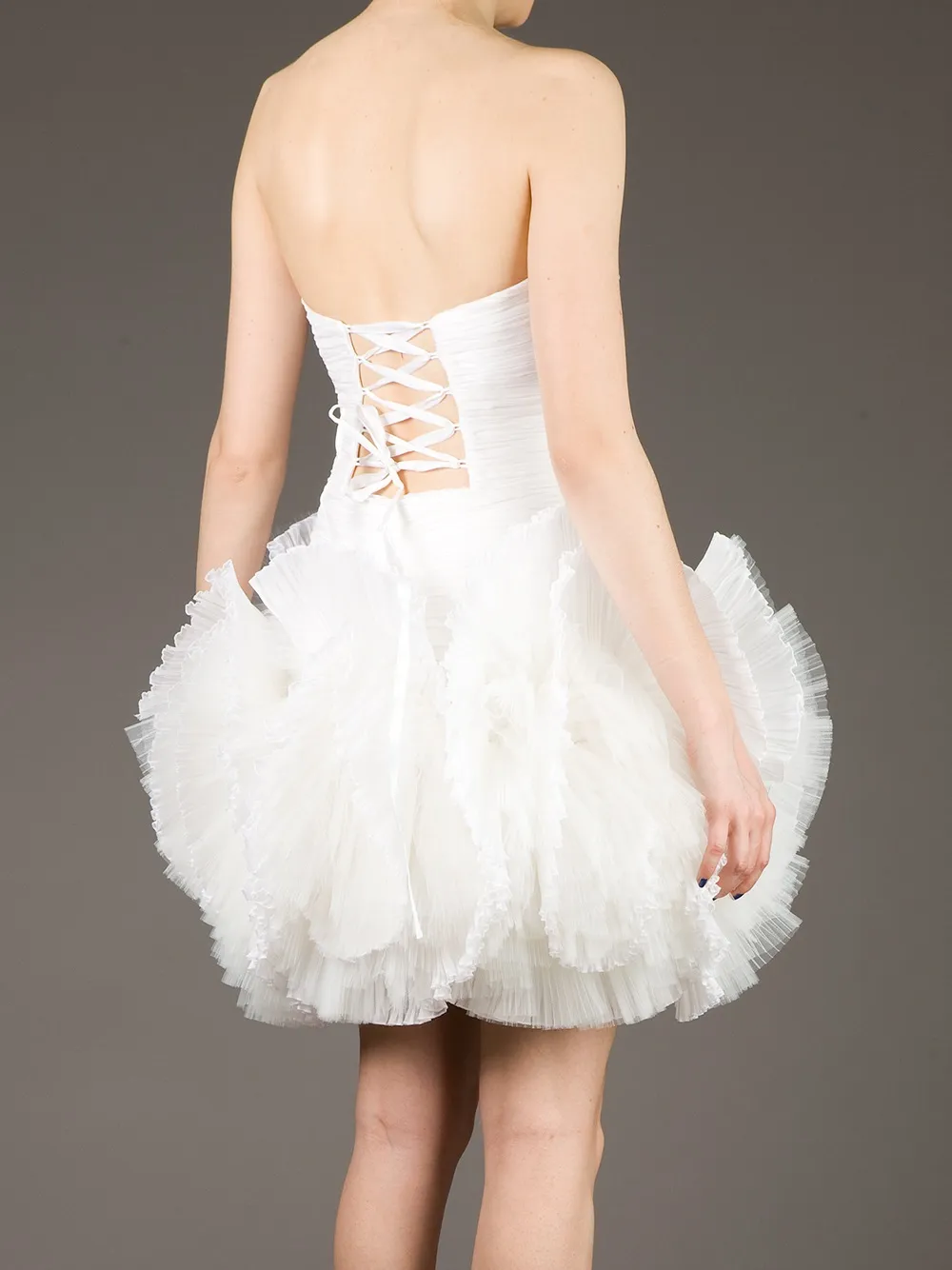 Zuhair Murad Pleated Strapless Mini Dress In White