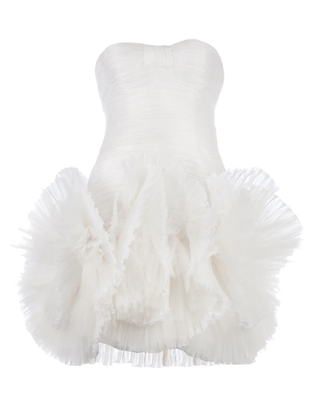 Zuhair Murad Pleated Strapless Mini Dress In White