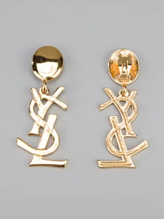 Yves Saint Lau Vintage Logo Earrings Farfetch Yves Saint Lau Vintage Logo Earrings