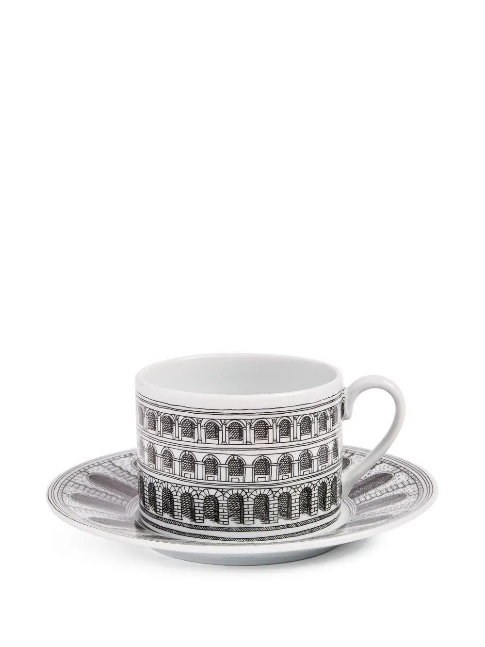  Fornasetti Tasse Mit Unterteller   Schwarz 
