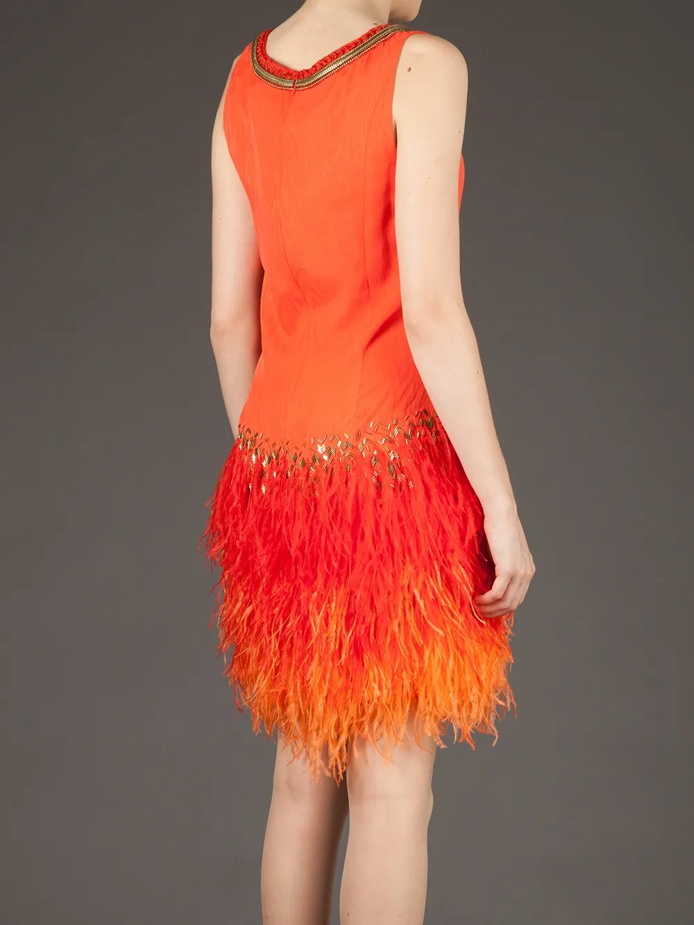 Matthew Williamson feathered jersey dress Geel