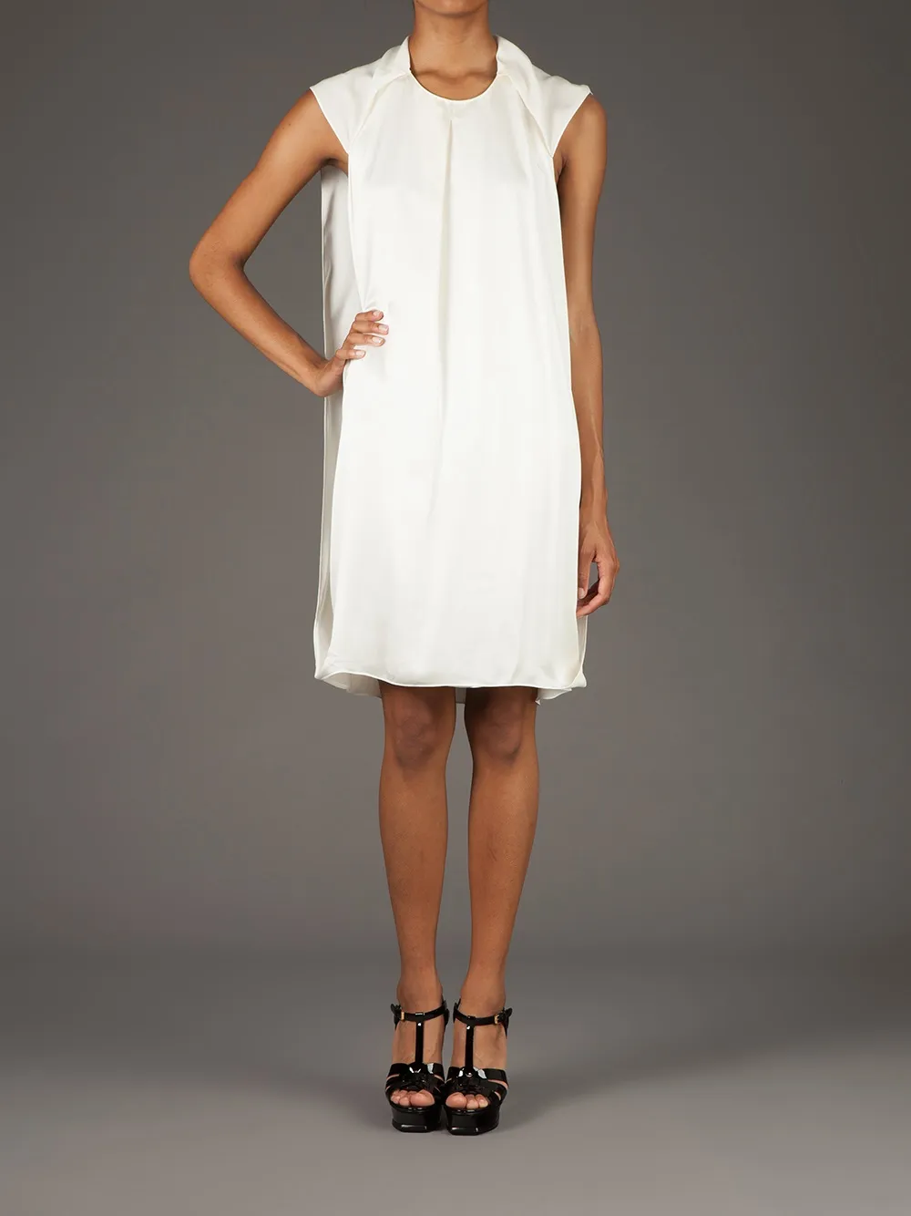 Maison Rabih Kayrouz pleated sleeveless dress ECRU