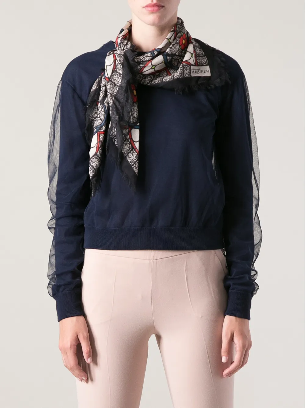 Alexander McQueen silk printed scarf - Zwart