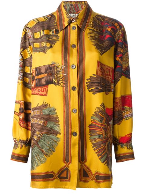 Hermès Vintage Printed Silk Shirt - Farfetch