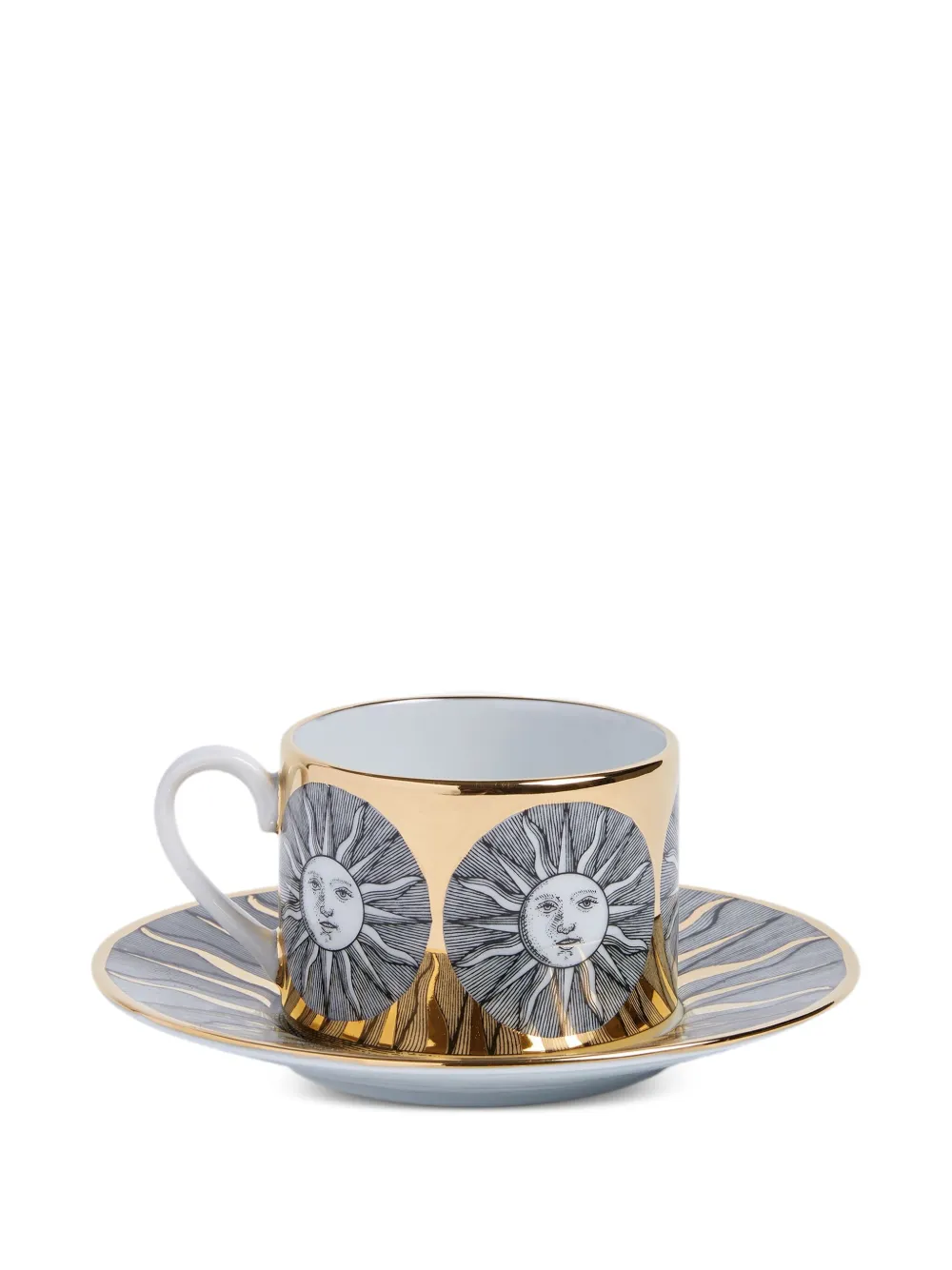 Fornasetti Sole tea cup and saucer | Grey | Image 1