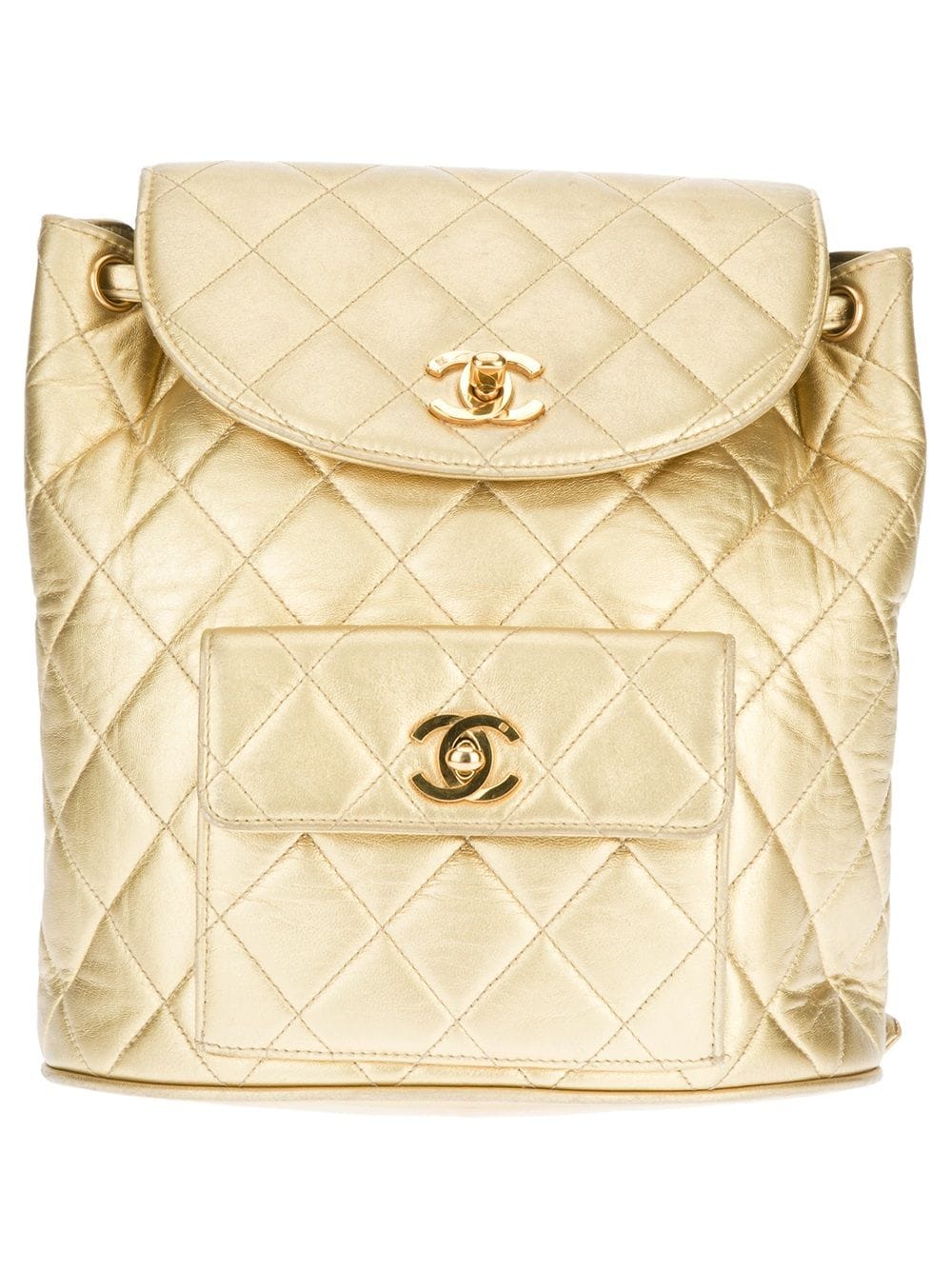 Pre-owned Chanel Quilted Backpack In Metallic